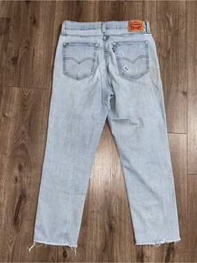 Light Blue Straight Leg Jeans Hi Rise Straight Cropped